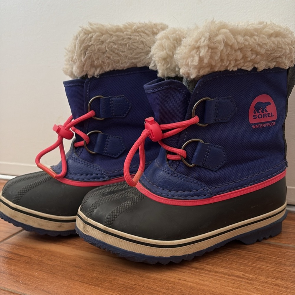 Kids Navy and Pink Sorel YOOT PAC Waterproof Boot